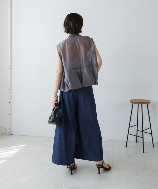 配色デニムパンツ