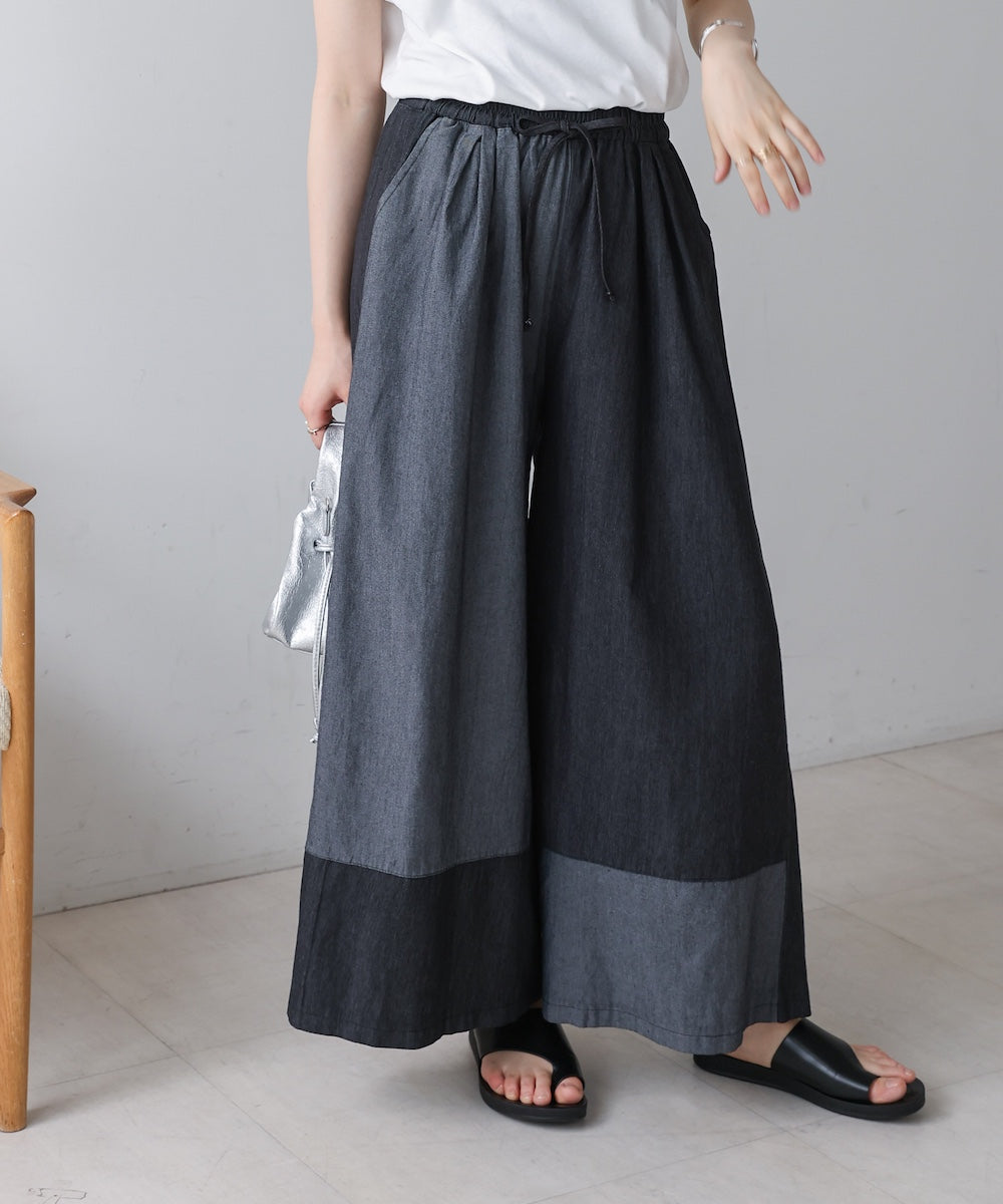 配色デニムパンツ