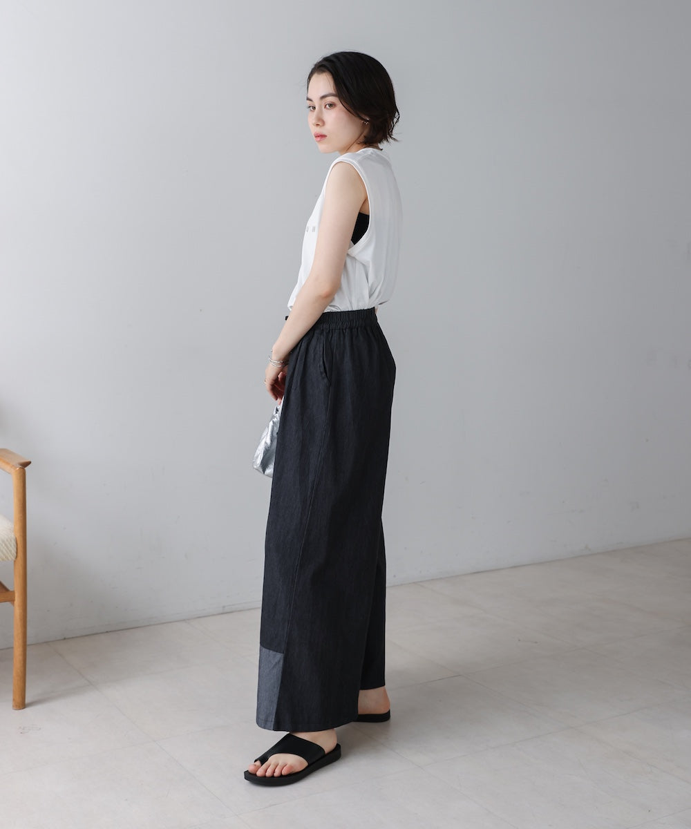 配色デニムパンツ