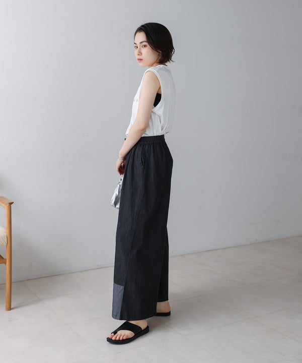 配色デニムパンツ