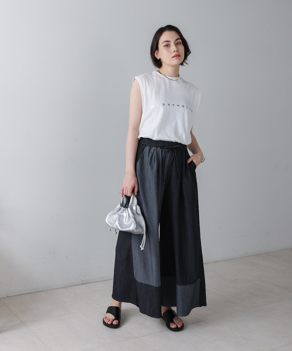 配色デニムパンツ