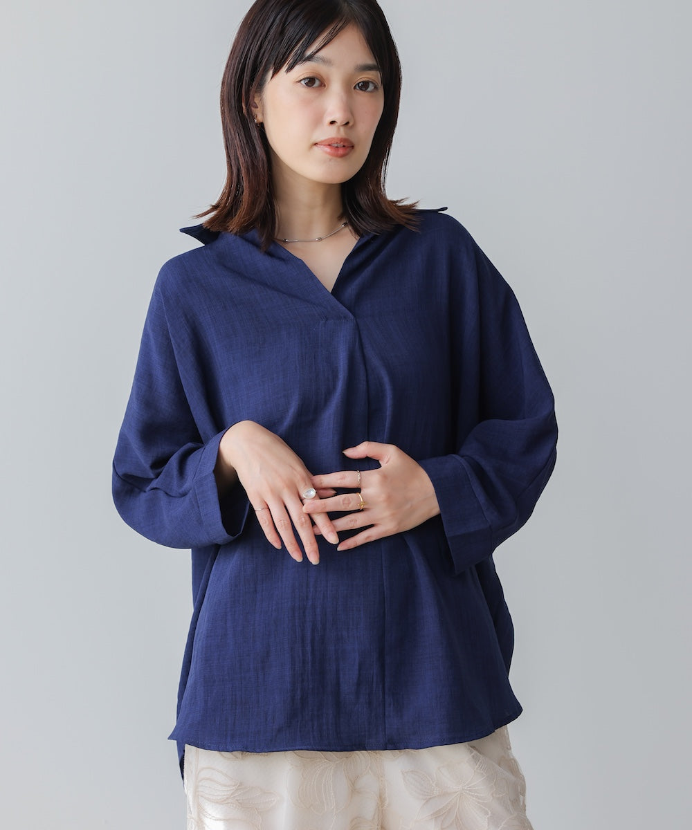 【新色追加】麻ライクスキッパーブラウス