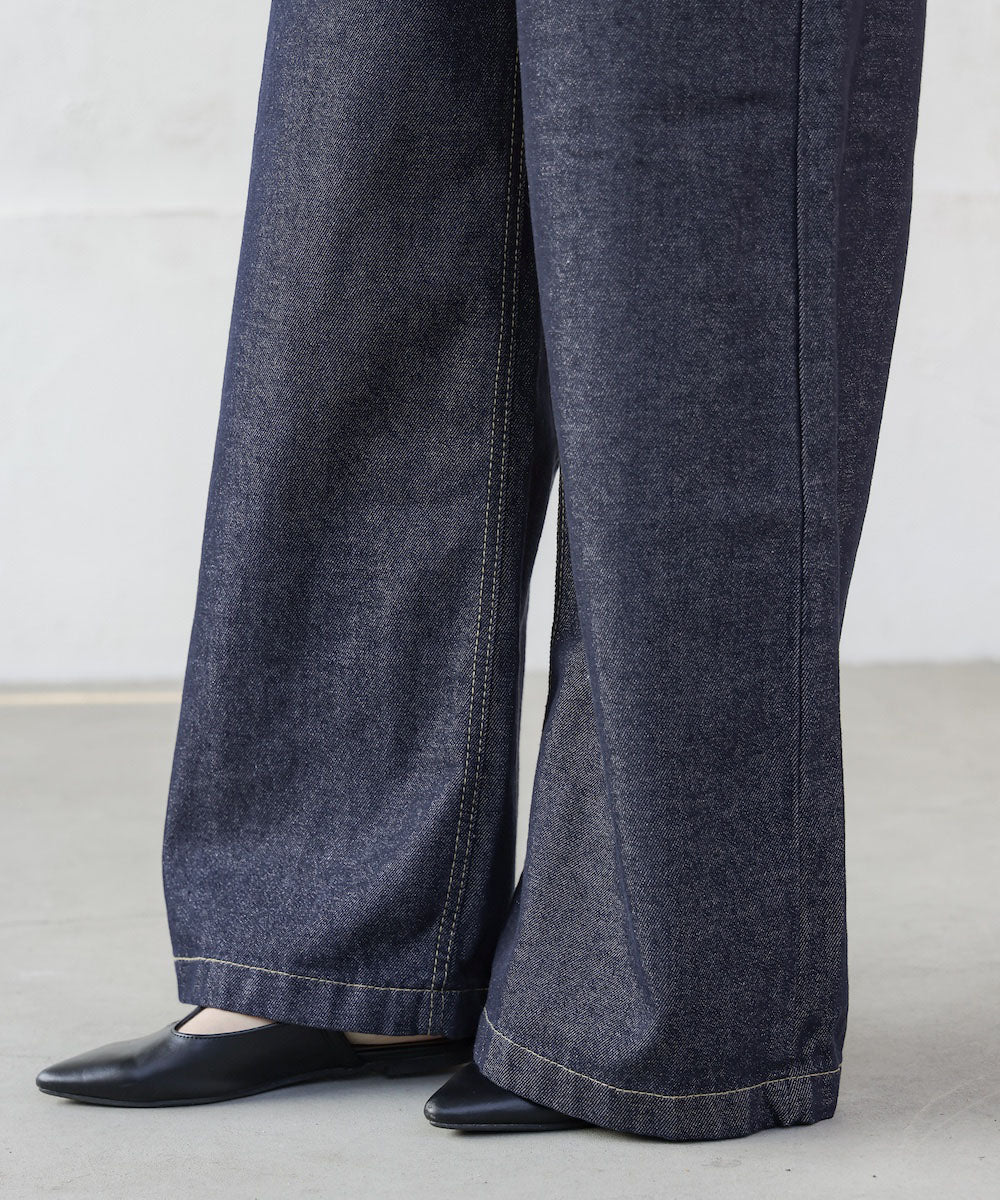 high waist round pocket denim pants