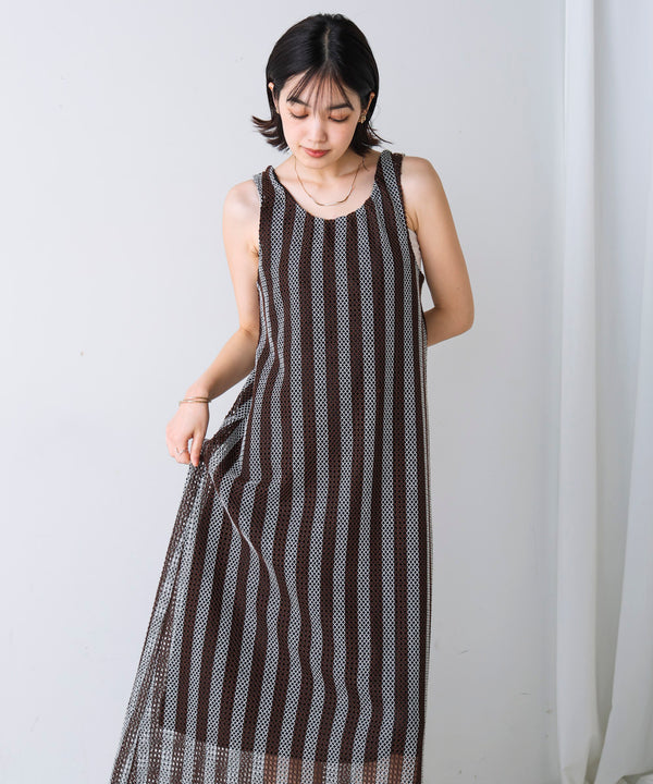 メッシュストライプワンピース
