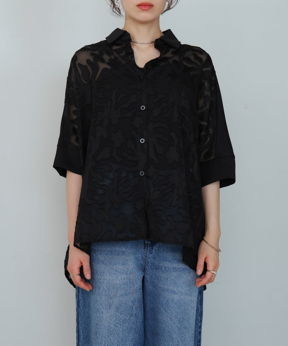 HYEON シアージャガードブラウス へヨン hyeon シアージャガードブラウス jacquardblouse