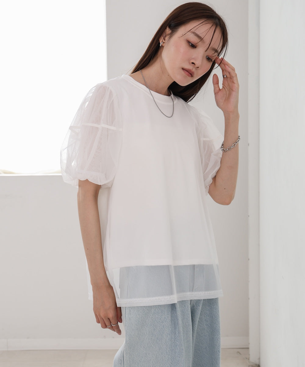 チュールレイヤードTシャツ