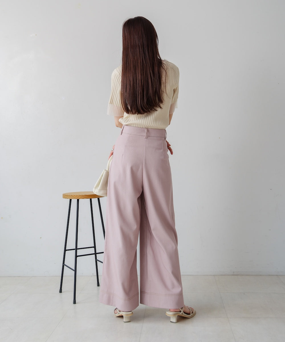 配色ステッチ２タックツイルパンツ
