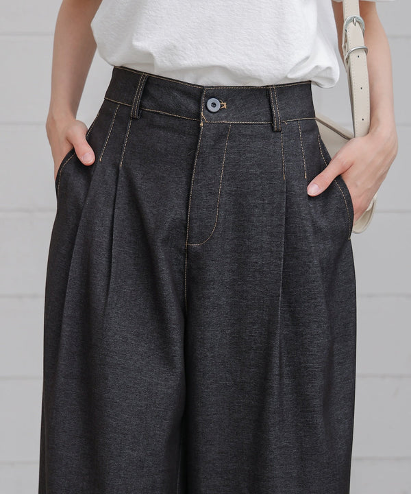 配色ステッチ２タックツイルパンツ