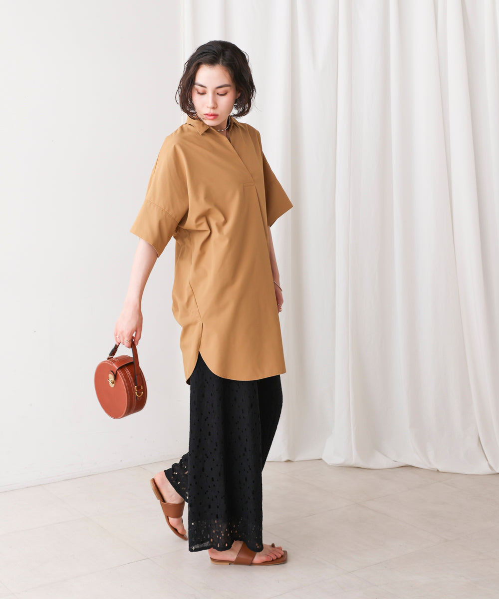 フラワーモチーフワイドパンツ