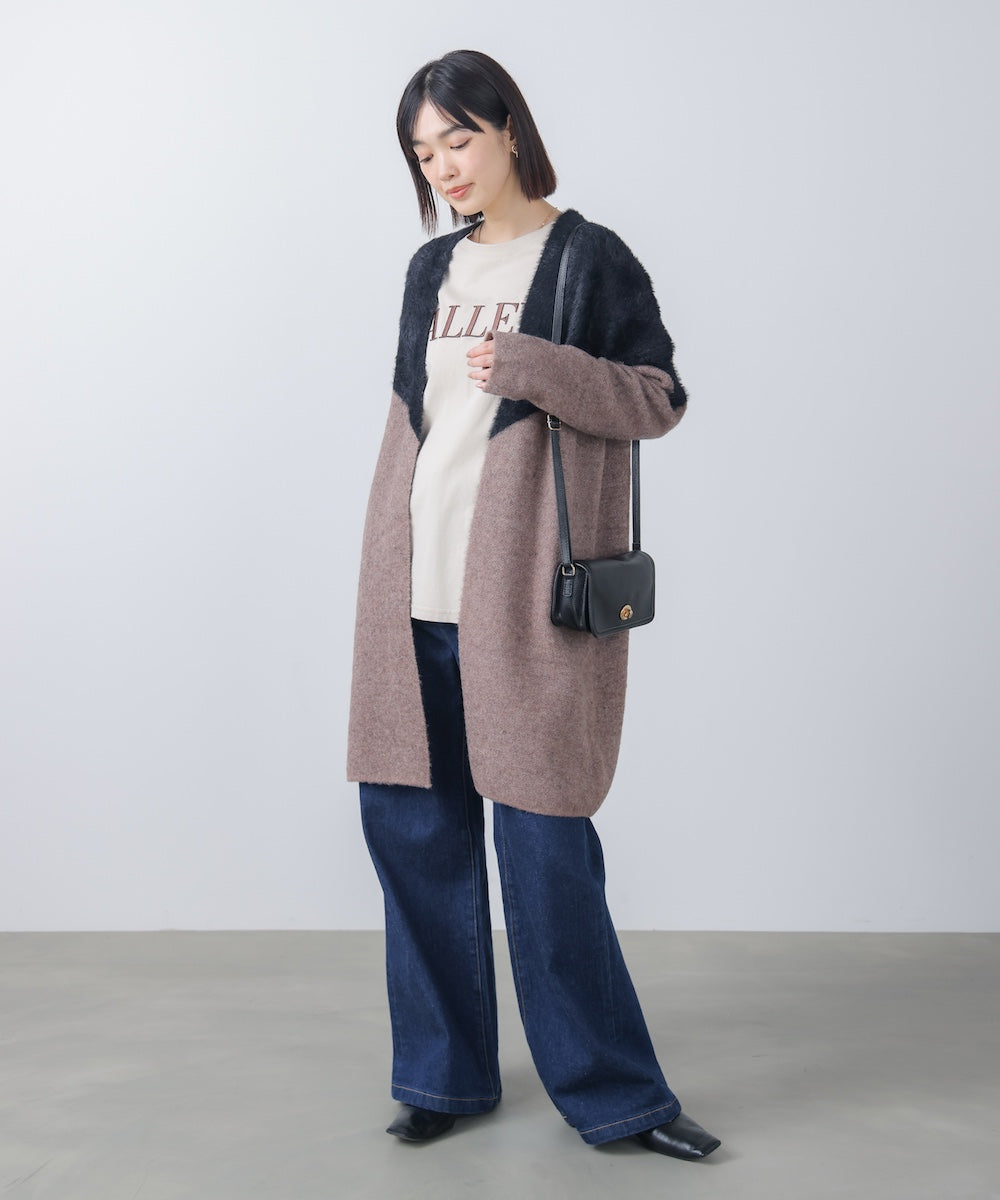 シャギーバイカラーコーディガン