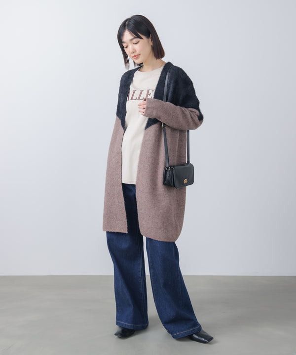 シャギーバイカラーコーディガン