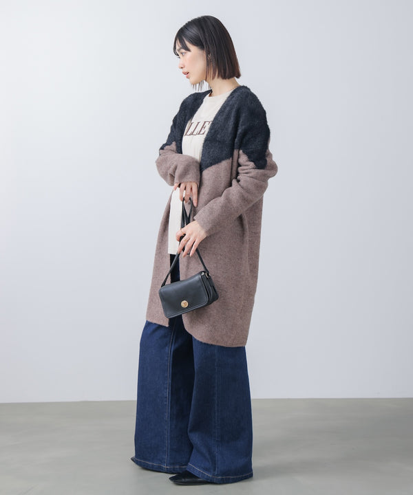 シャギーバイカラーコーディガン