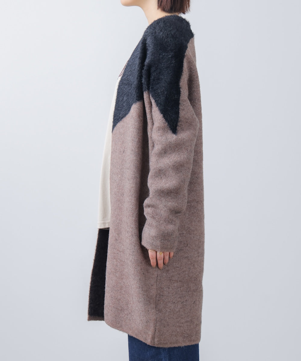 シャギーバイカラーコーディガン