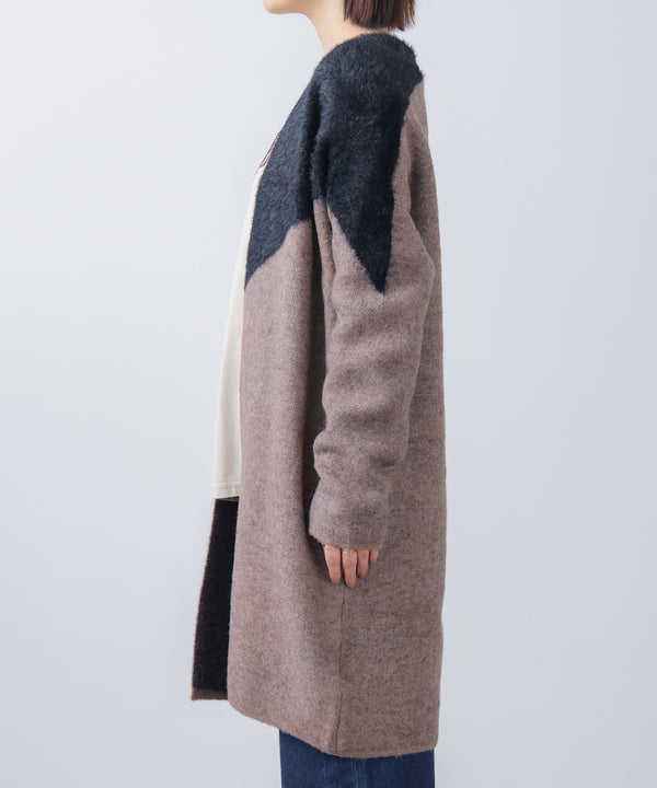 シャギーバイカラーコーディガン