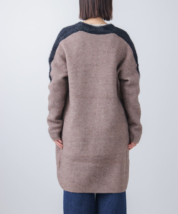 シャギーバイカラーコーディガン