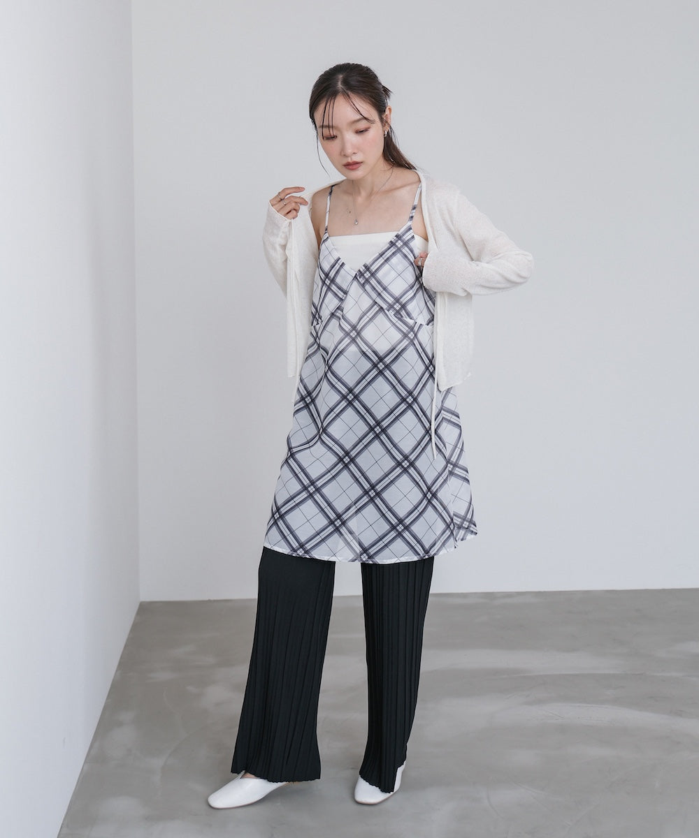 チェックシアーキャミミニワンピース