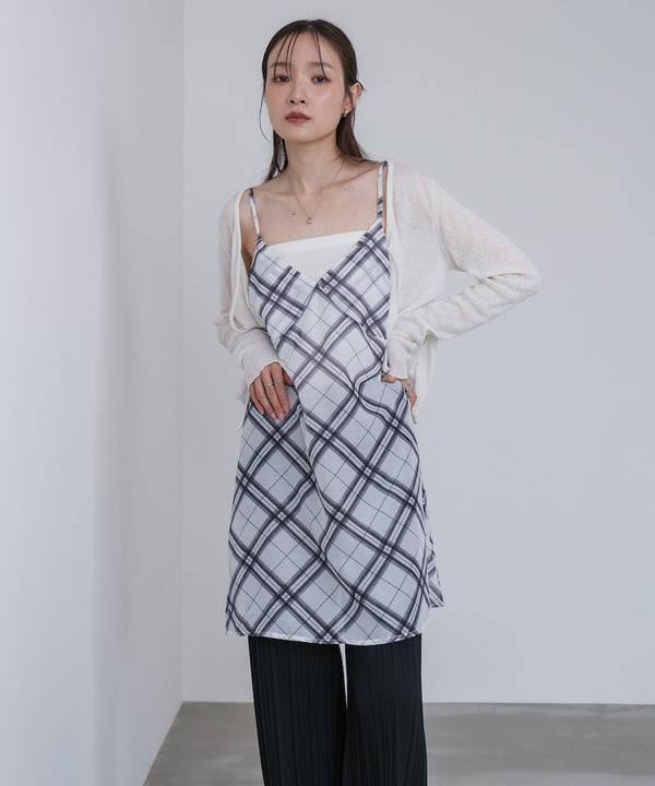 チェックシアーキャミミニワンピース