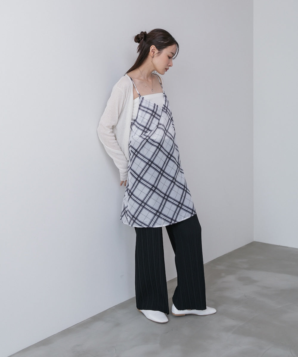 チェックシアーキャミミニワンピース