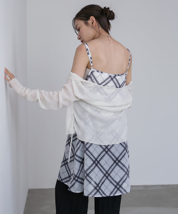 チェックシアーキャミミニワンピース