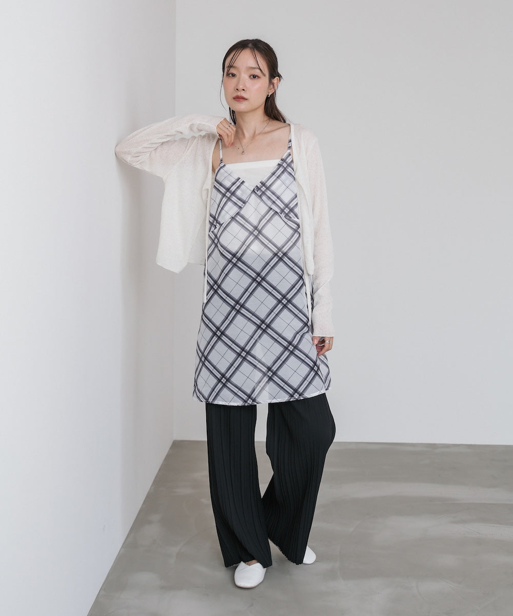 チェックシアーキャミミニワンピース