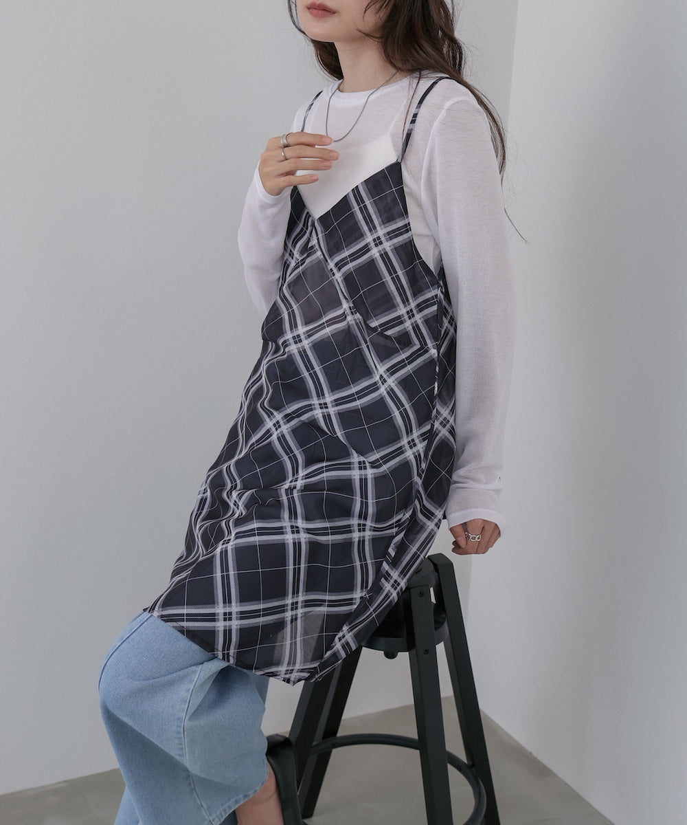 チェックシアーキャミミニワンピース