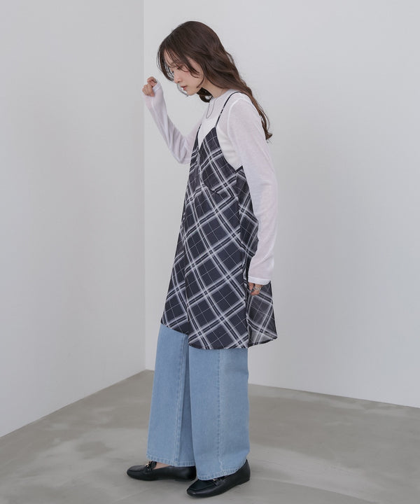 チェックシアーキャミミニワンピース