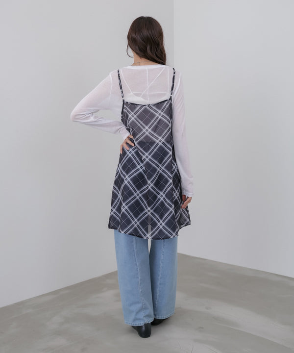 チェックシアーキャミミニワンピース