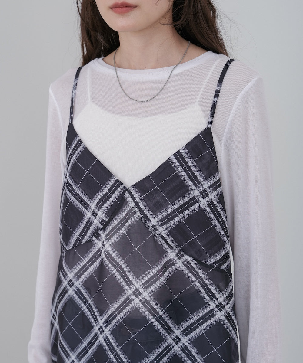 チェックシアーキャミミニワンピース