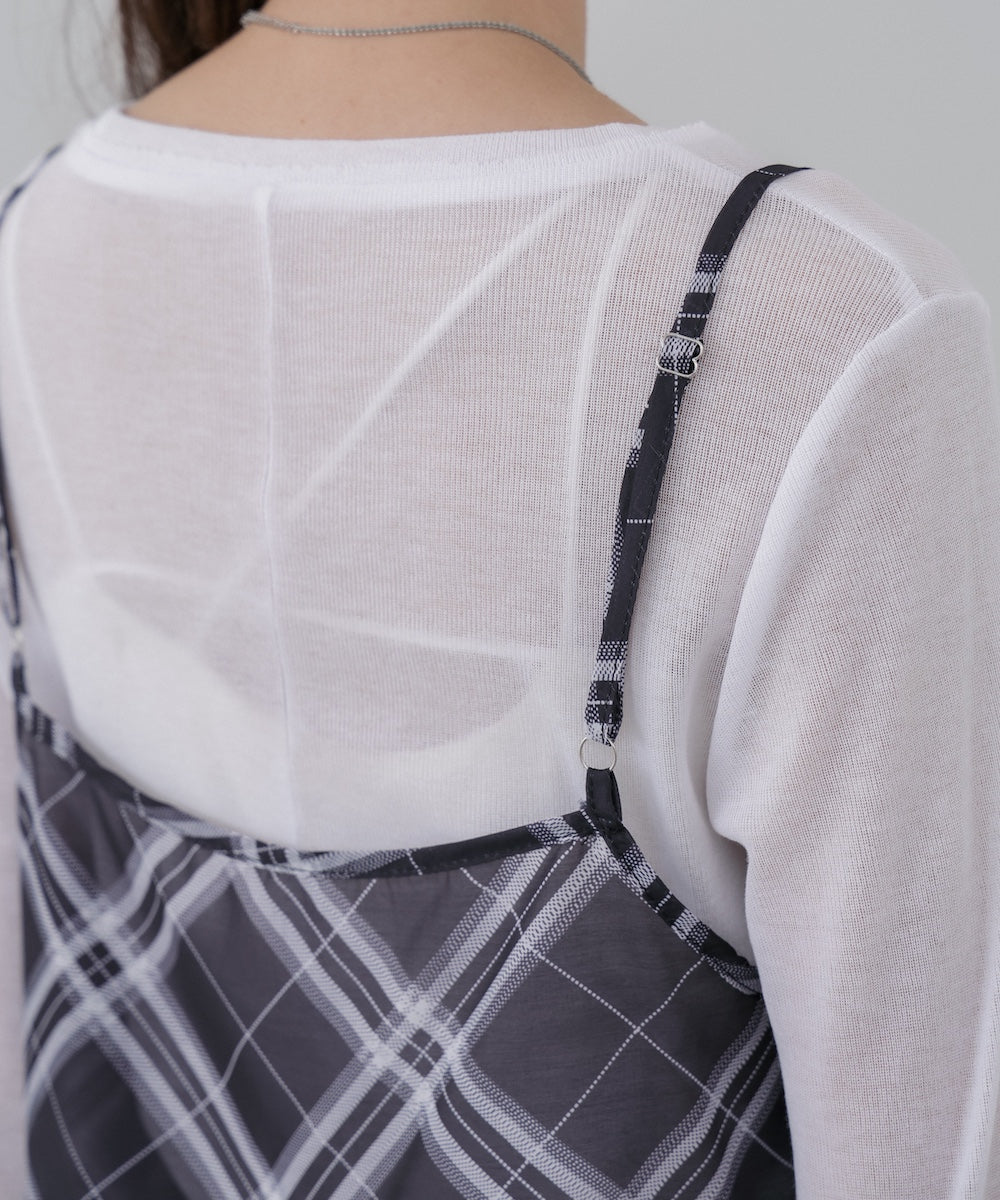 チェックシアーキャミミニワンピース