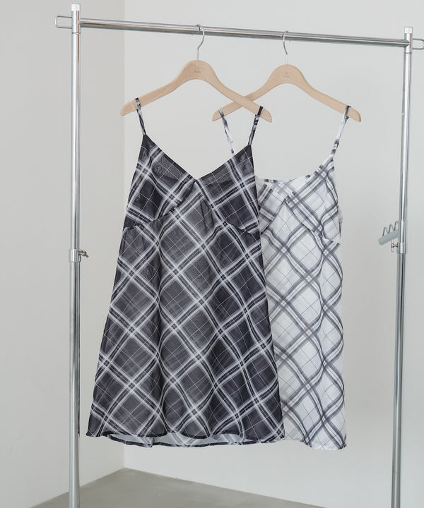 チェックシアーキャミミニワンピース