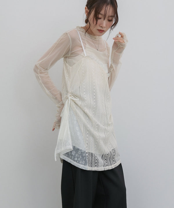 レースドッキングミニキャミワンピース