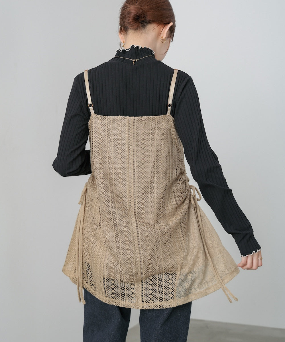 レースドッキングミニキャミワンピース