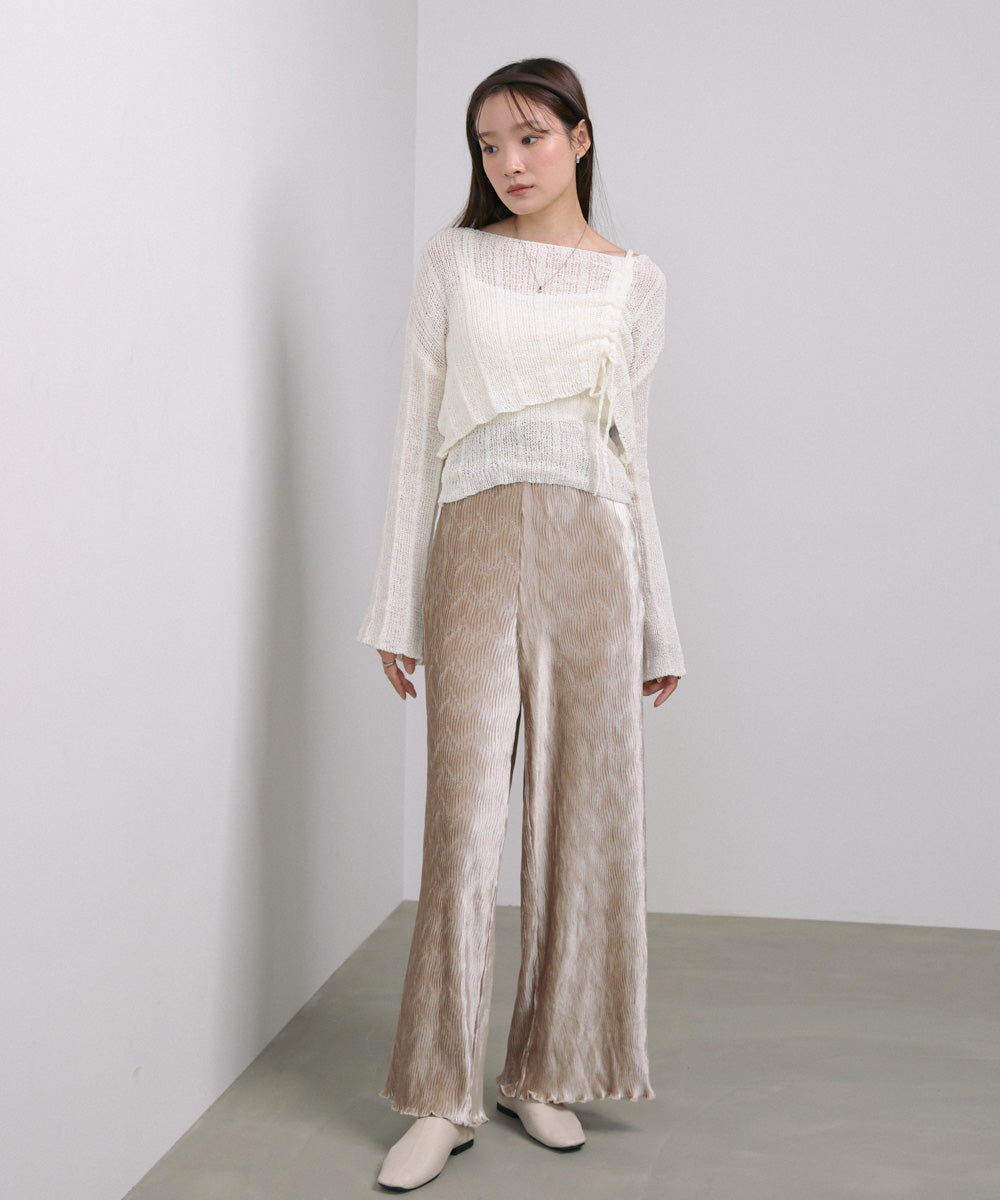 シャーリングリボンクロップド丈トップス×キャミセット