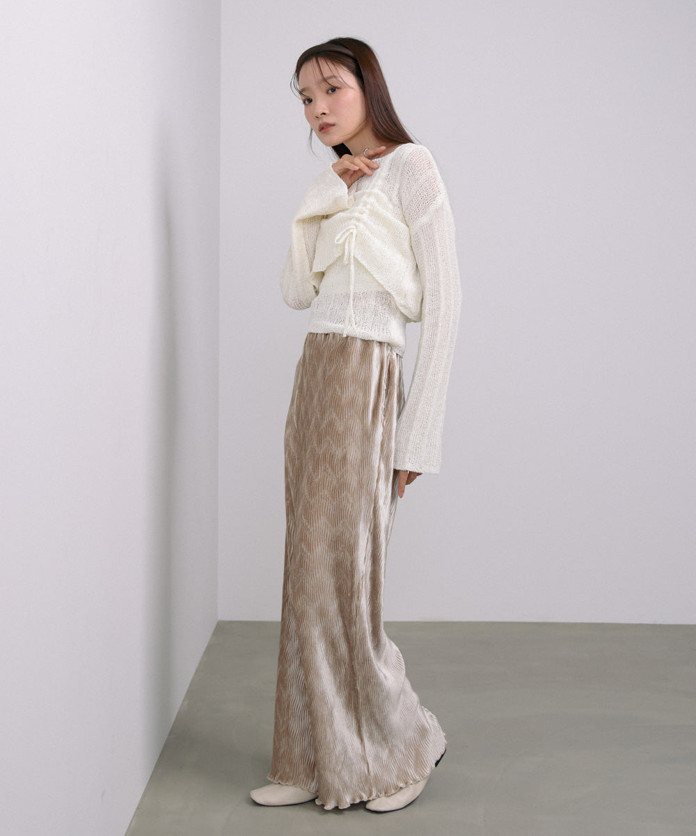 シャーリングリボンクロップド丈トップス×キャミセット