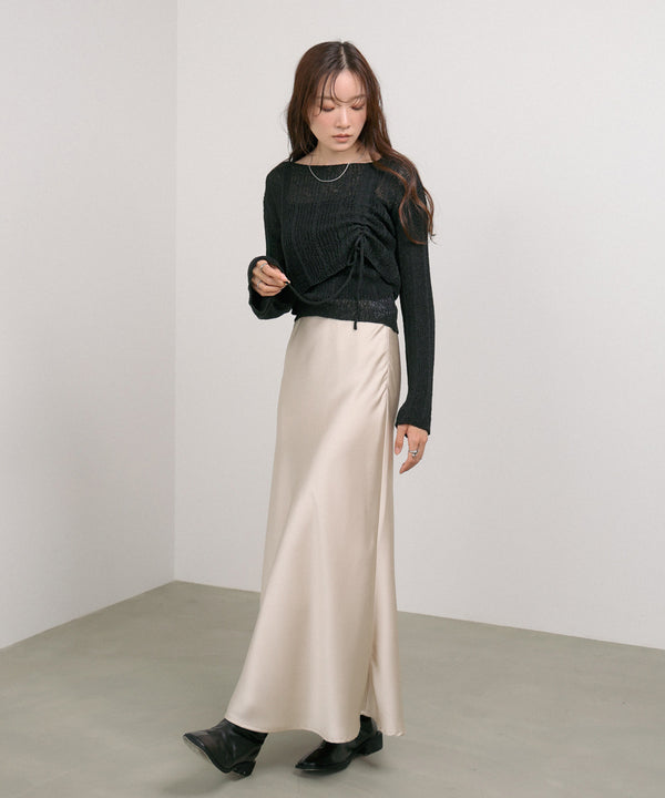 シャーリングリボンクロップド丈トップス×キャミセット