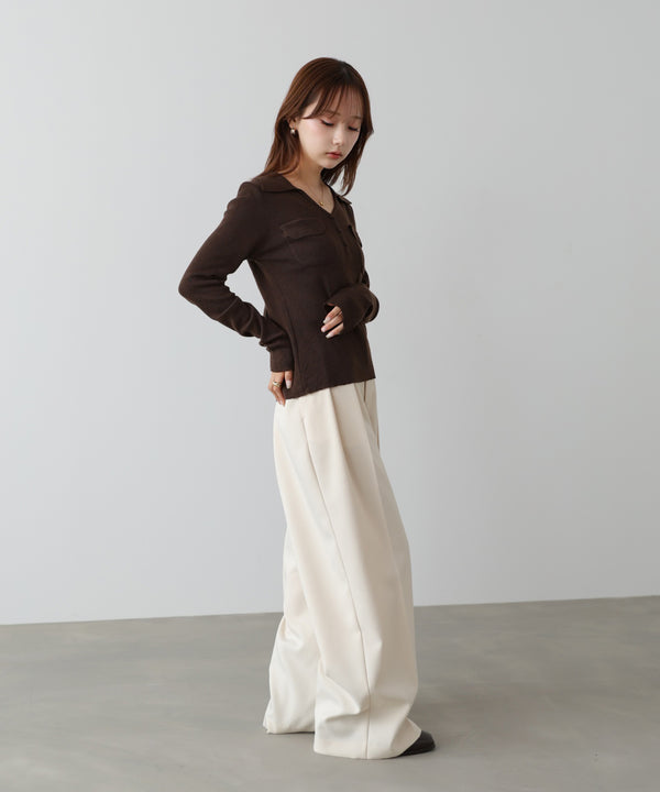 くるみボタンポロニット