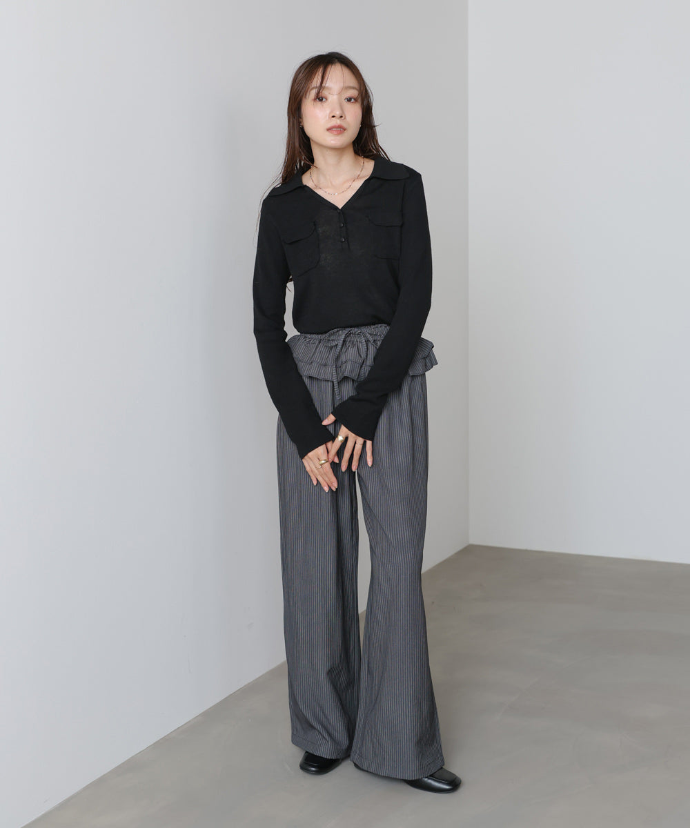 くるみボタンポロニット