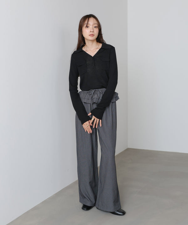 くるみボタンポロニット