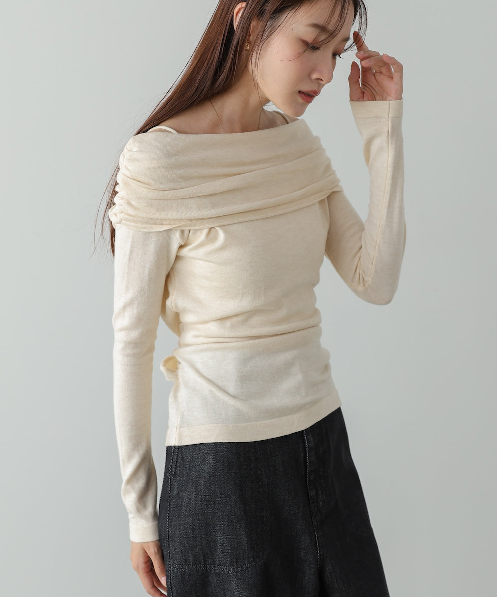 オフショルウエストマークトップス