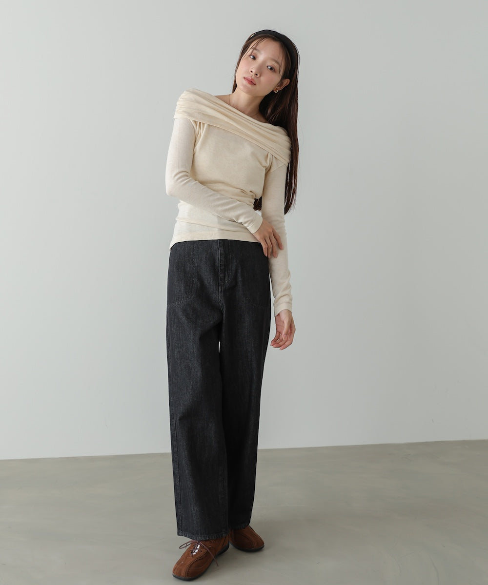 オフショルウエストマークトップス