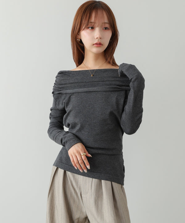 オフショルウエストマークトップス