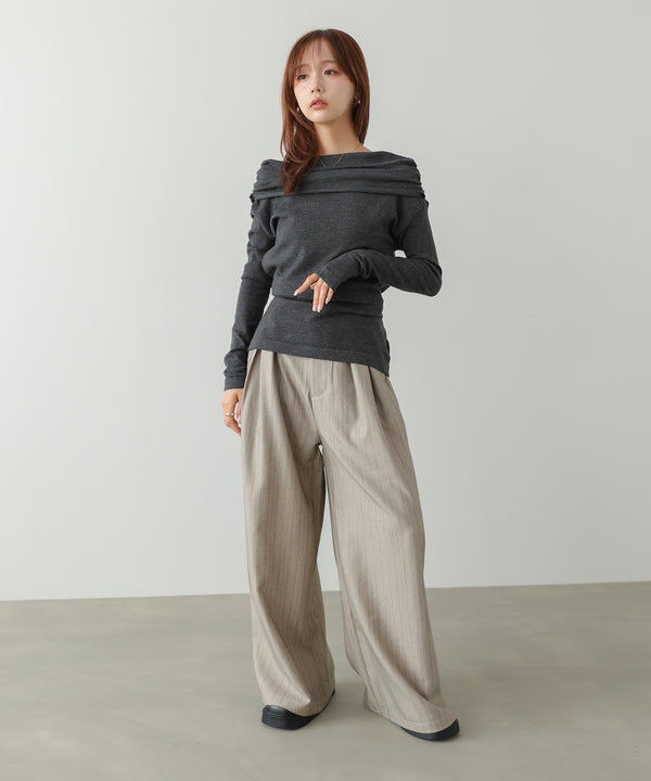 オフショルウエストマークトップス