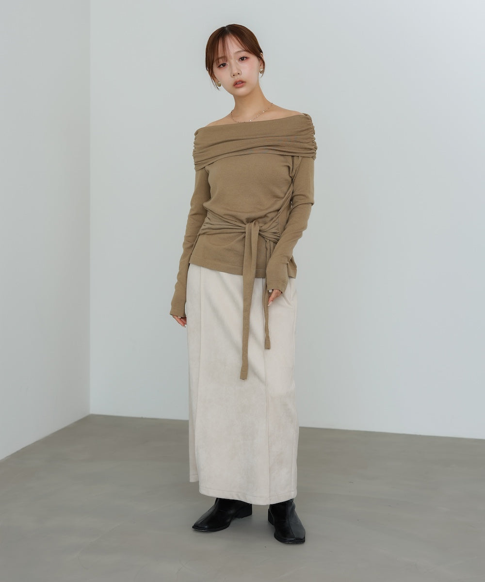 オフショルウエストマークトップス