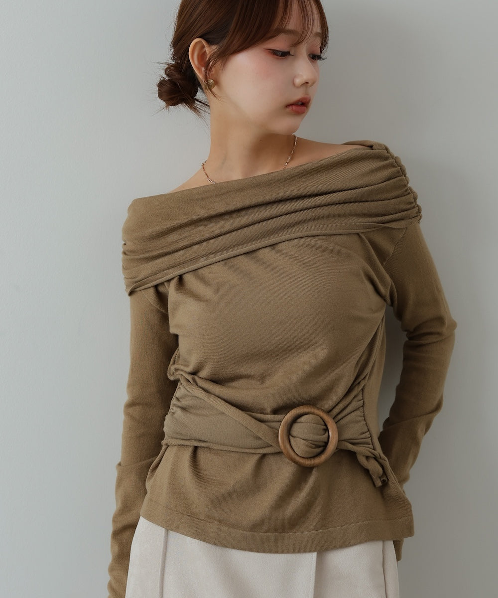 オフショルウエストマークトップス