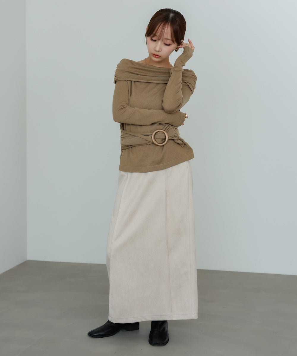 オフショルウエストマークトップス