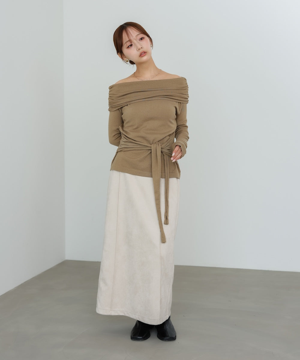 オフショルウエストマークトップス