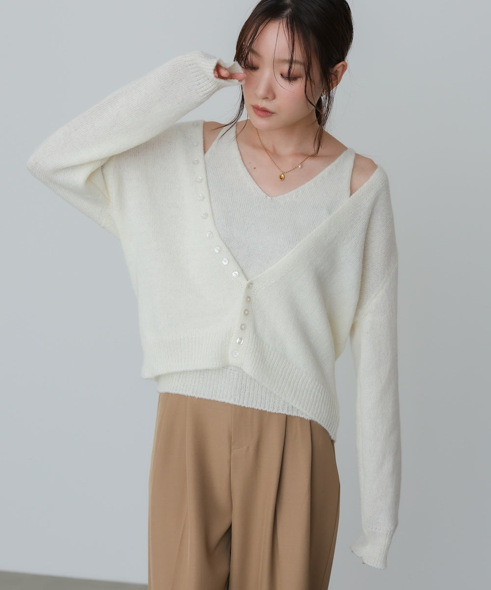 ボタンデザインキャミＳＥＴニット