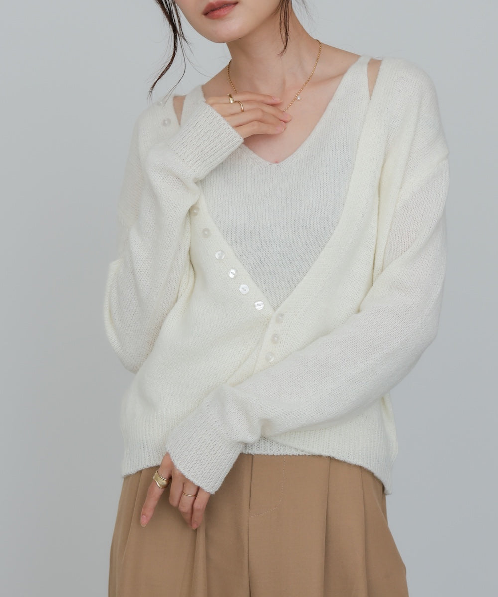 ボタンデザインキャミＳＥＴニット