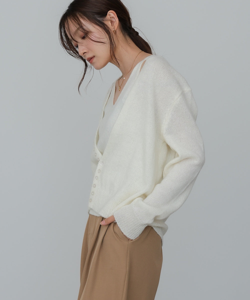 ボタンデザインキャミＳＥＴニット