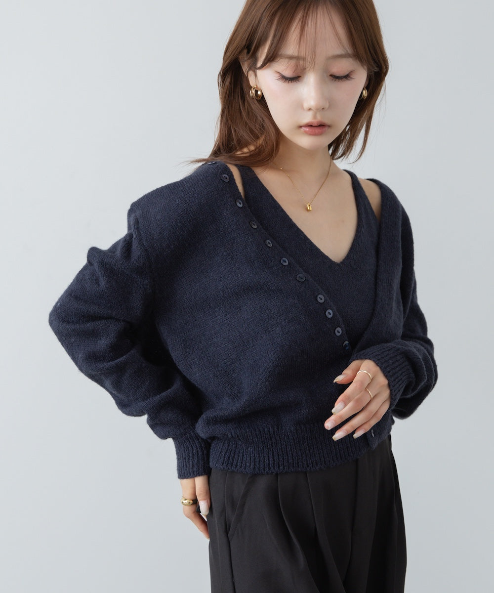 ボタンデザインキャミＳＥＴニット